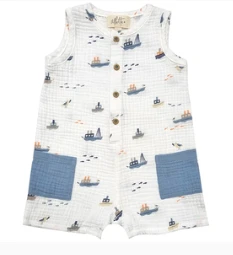 Nautical Print Gauze Romper