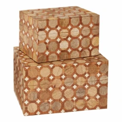 Sorrento Parquetry Boxes, Set Of 2