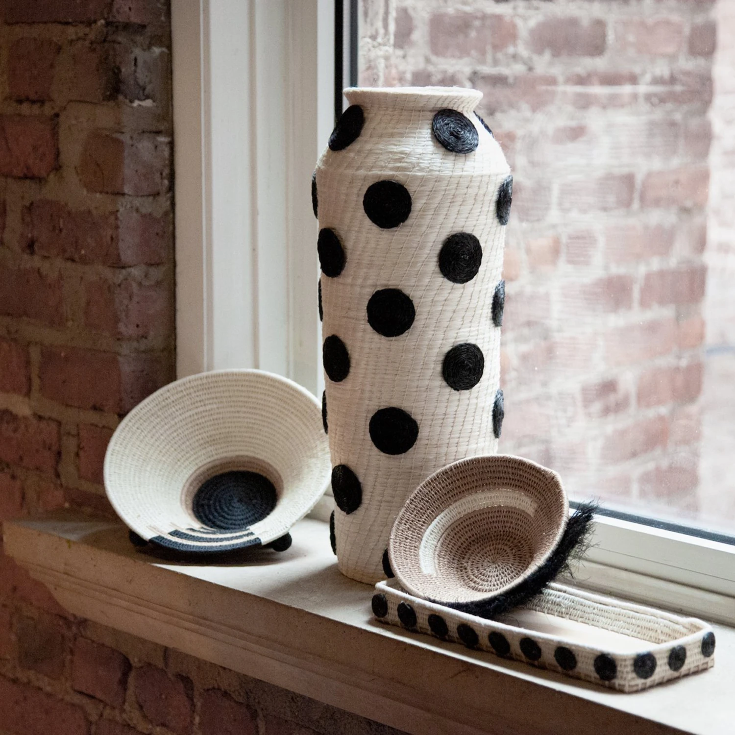 Spotted Large Tall Vase - Cream With Black Spots 4 Spotted Large Tall Vase - Cream With Black Spots - Image 2