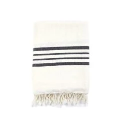 Natural Striped Bath Towel - Beige