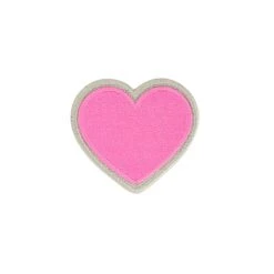 Rolled Embroidery Heart Patch - Bubblegum