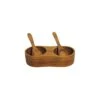 Teak Salt & Pepper Cellar With Spoons -Home Furnishings Store cellars